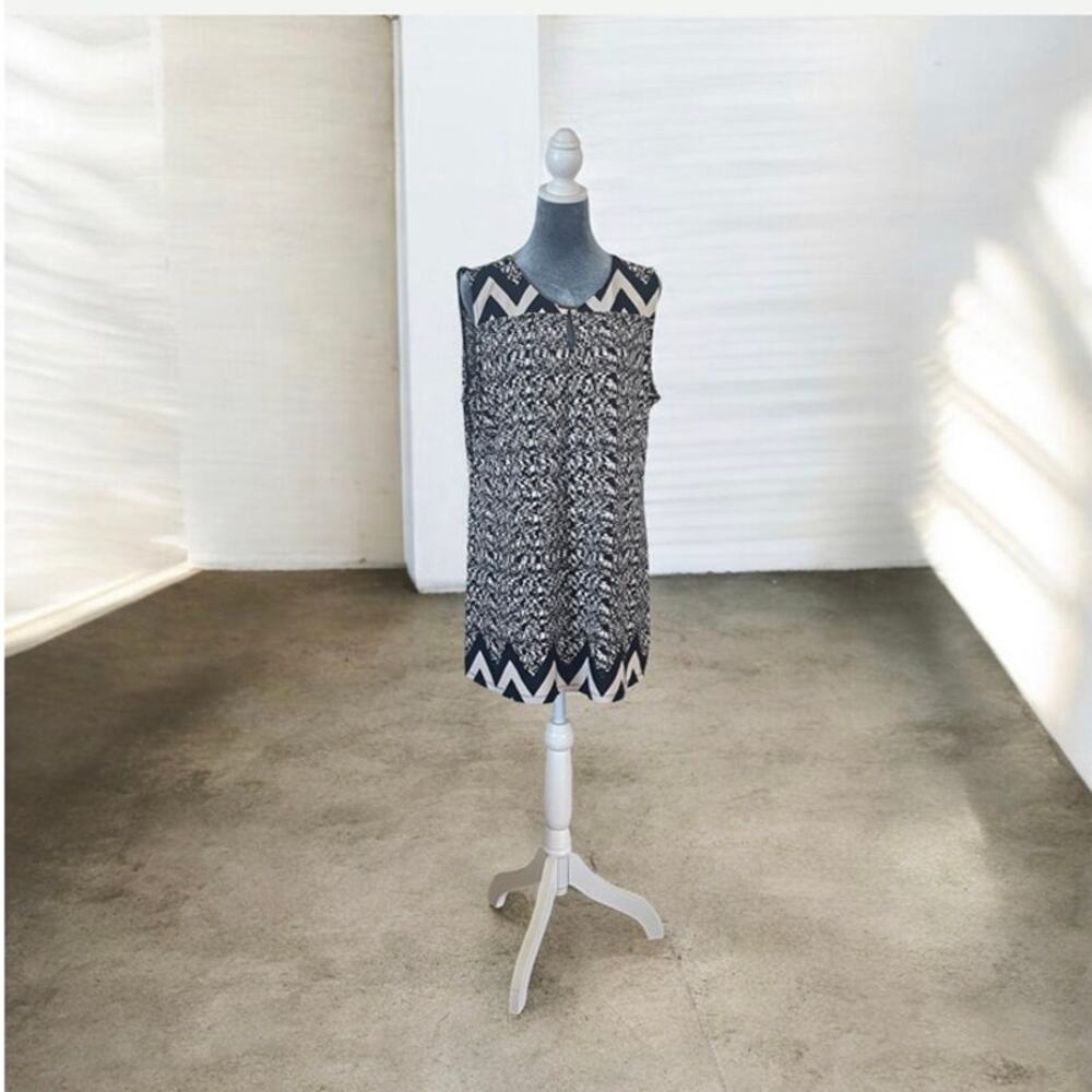 Tacera Tunic Mini Dress Sleeveless Chevron Print Size XL